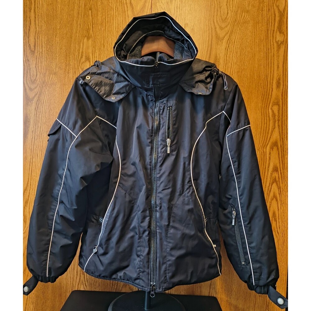 NILS Women’s Outdoors Snow Sports Winter Ski Black Hooded Jacket Size 8